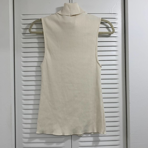 Zara Sleeveless Rib High Neck Top Cream Size M - Picture 5 of 8